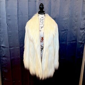 H&M Cream Faux Fur oversized coat.